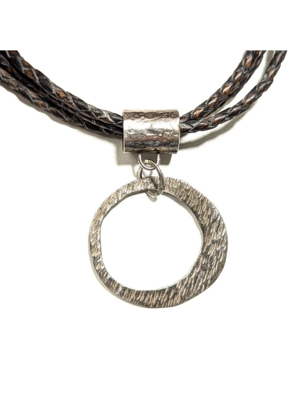 Silpada SEATTLE SKIES Braided Leather Sterling Pendant Necklace N1499